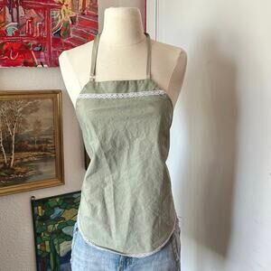 sunway green white lace tie back halter top